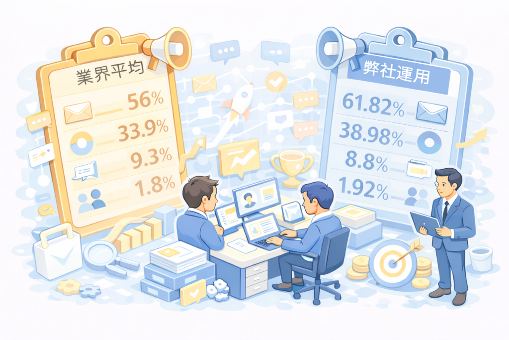 エンジニア採用のスカウト返信率を業界平均と比較するビジネスマン