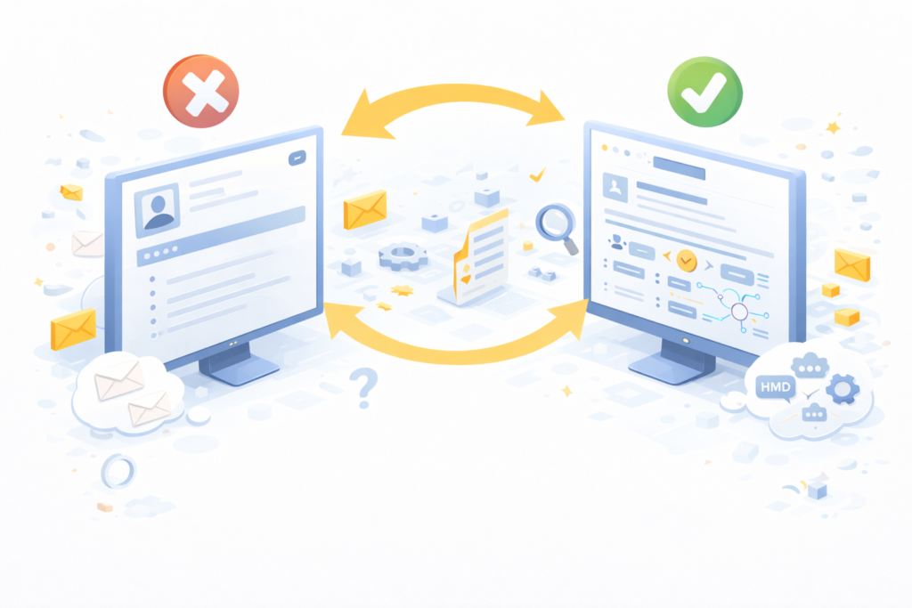 テンプレート的なスカウトメールは読まれず、個別に最適化されたスカウトは読まれることを示すイメージ