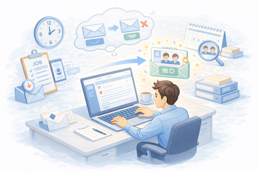 再送メールを通じて候補者との接点をつくり直し、関係構築を図る採用担当者のイメージ