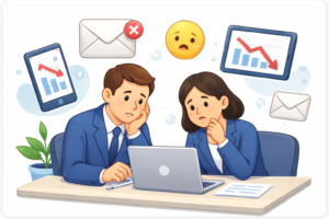スカウトを送っても応募が来ず悩む採用担当者のイメージ